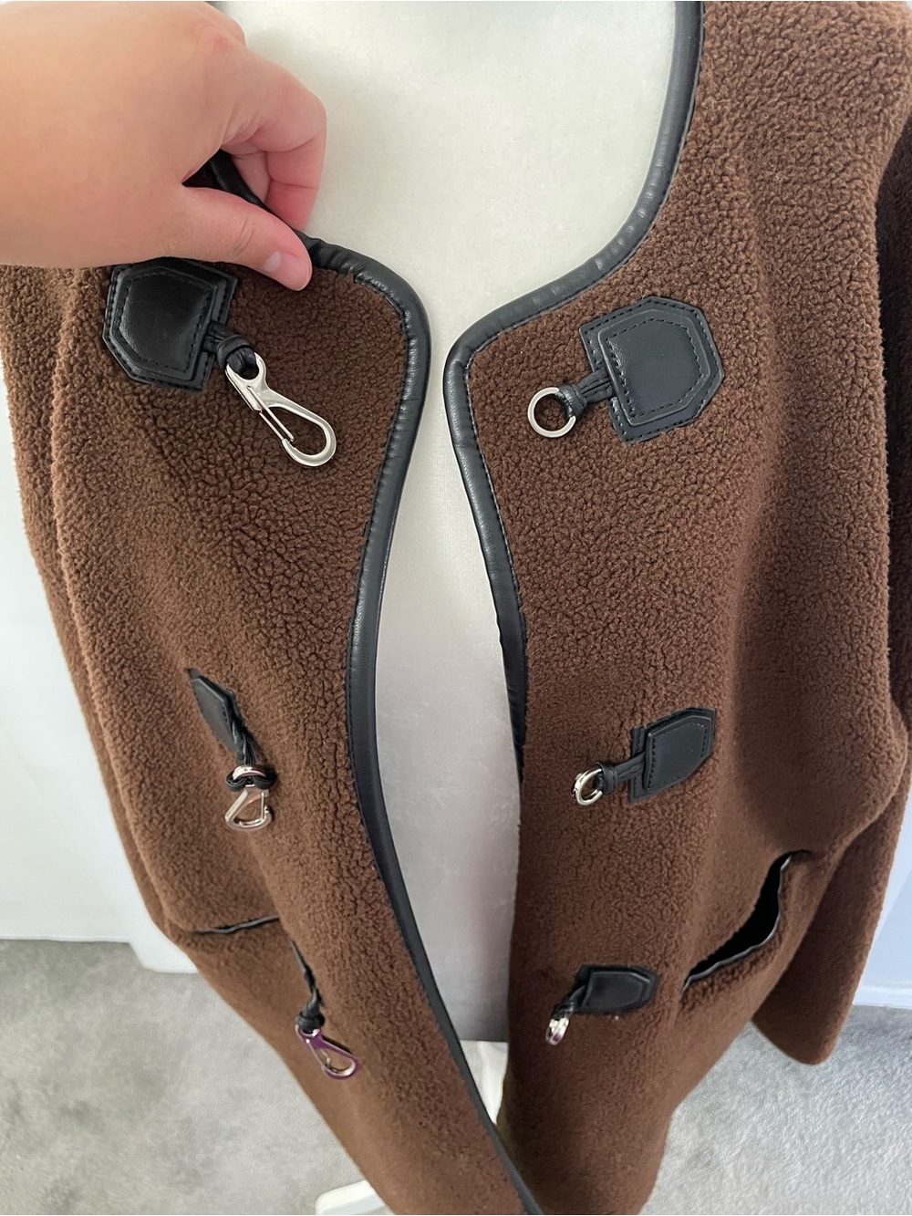 NWT Rebecca Minkoff Brown Shearling Toggle Jacket Size XL - Picture 6 of 11